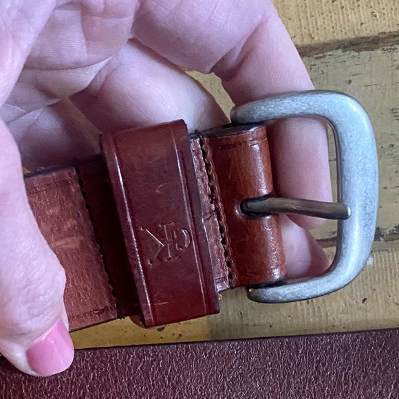 CALVIN KLEIN VINTAGE BROWN LEATHER BELT COGNAC UNISEX WMNS SIZE S M - Picture 6 of 7